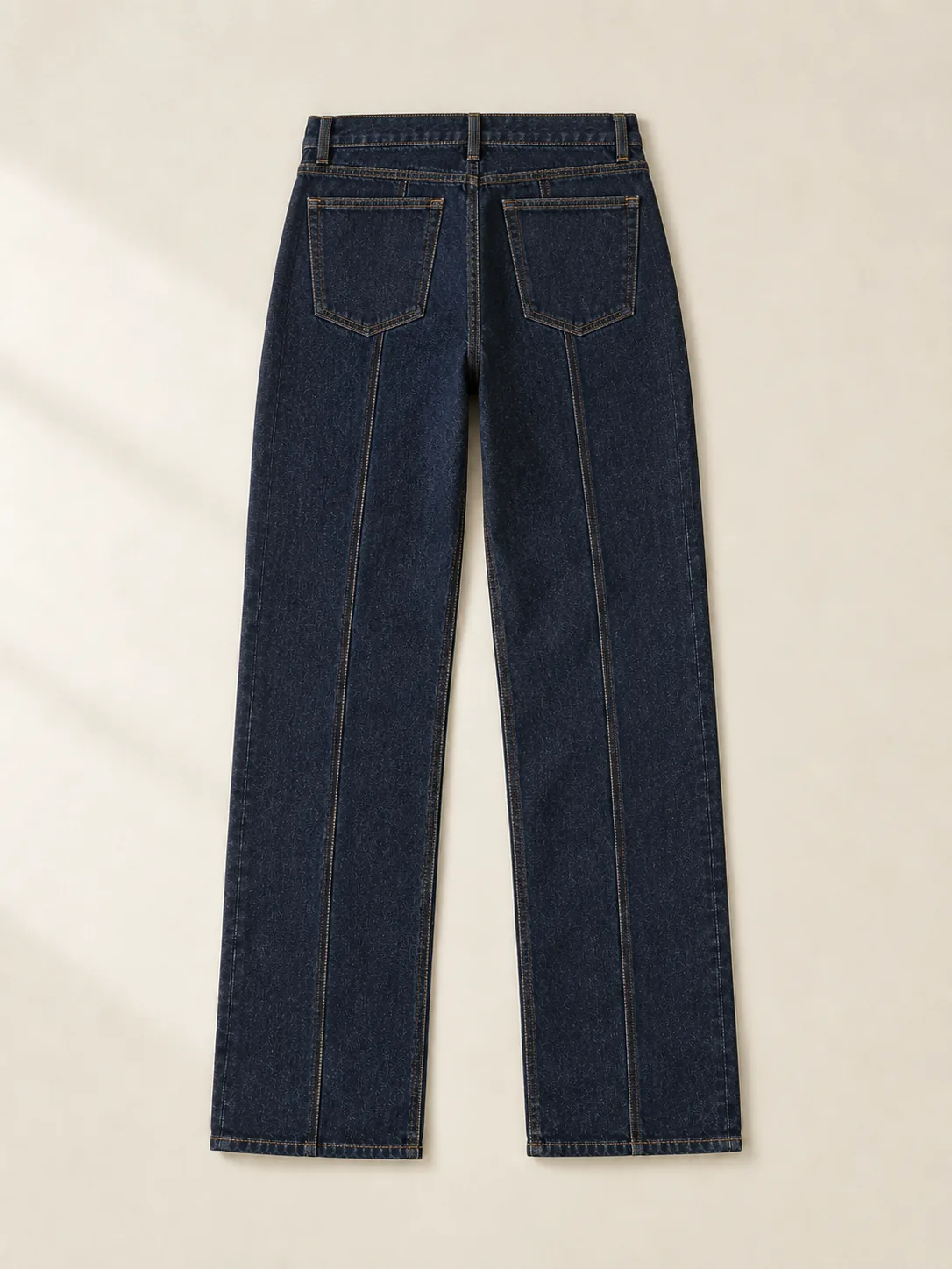 Centre Seam Straight in Rinse wash, back view