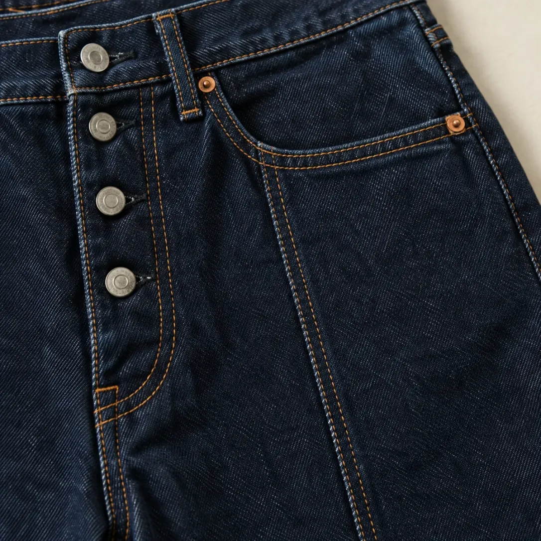 Centre Seam Straight in Rinse wash, construction detail