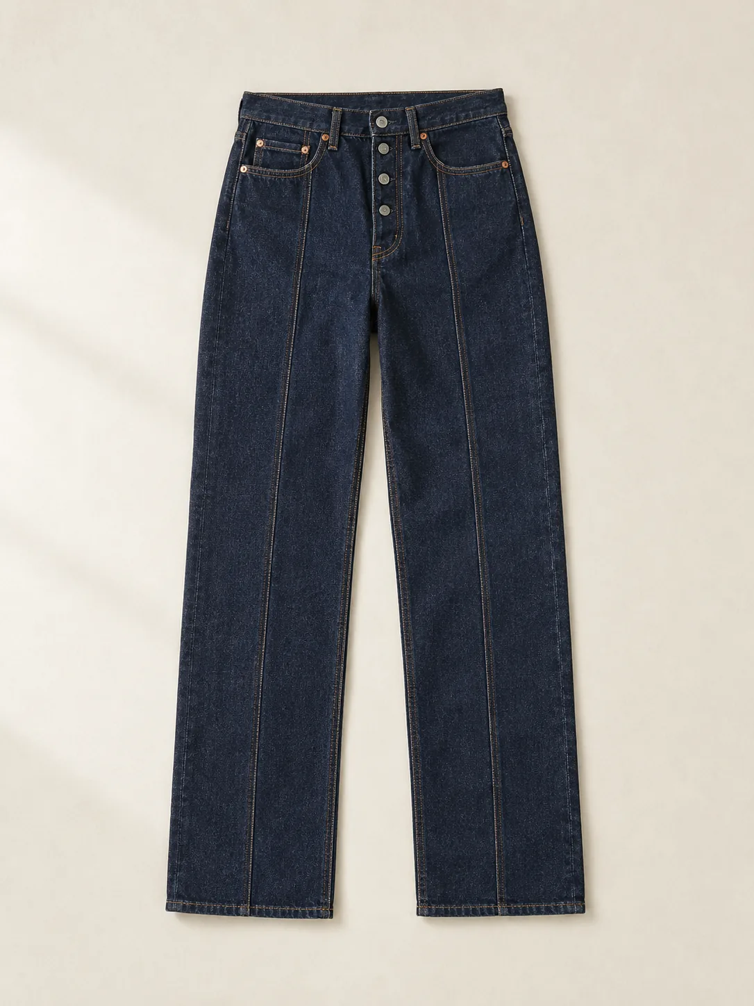 Centre Seam Straight in Rinse wash, front view