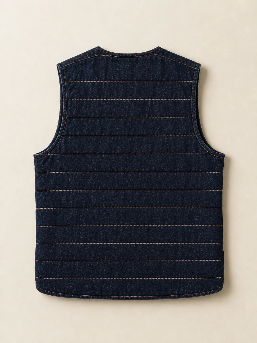 Channel Stitch Vest in Rinse wash, back view