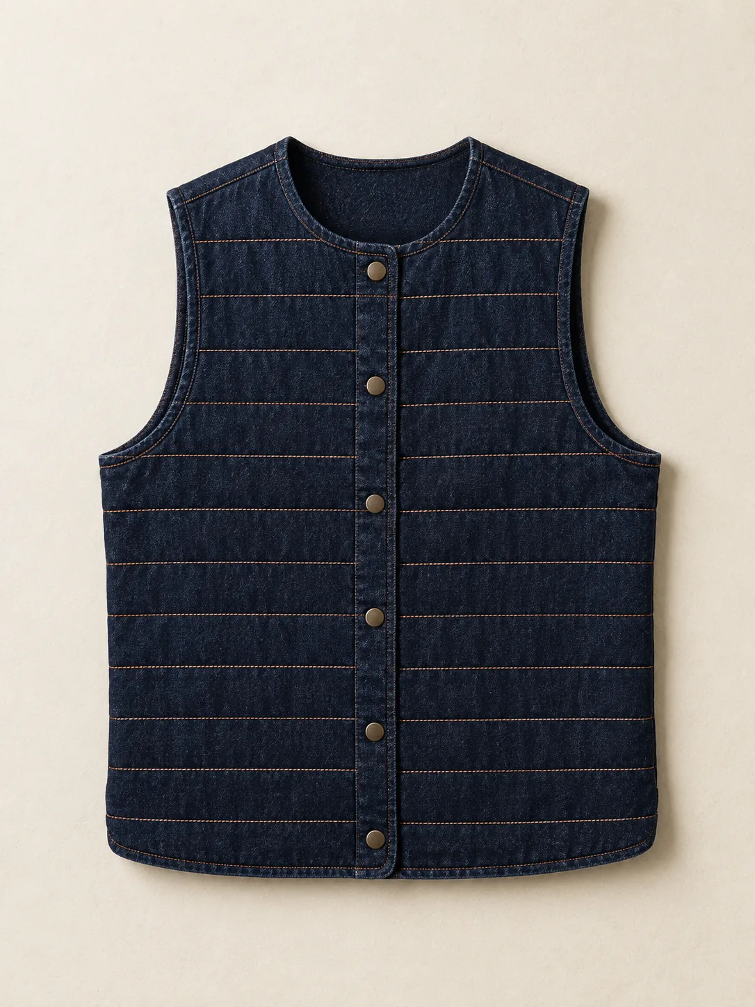 Channel Stitch Vest in Rinse wash, front view