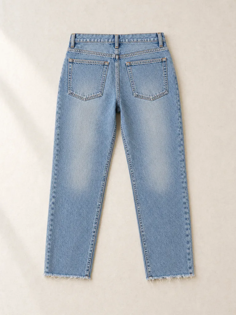 Cropped Raw Hem Straight in Light Worn wash, back view