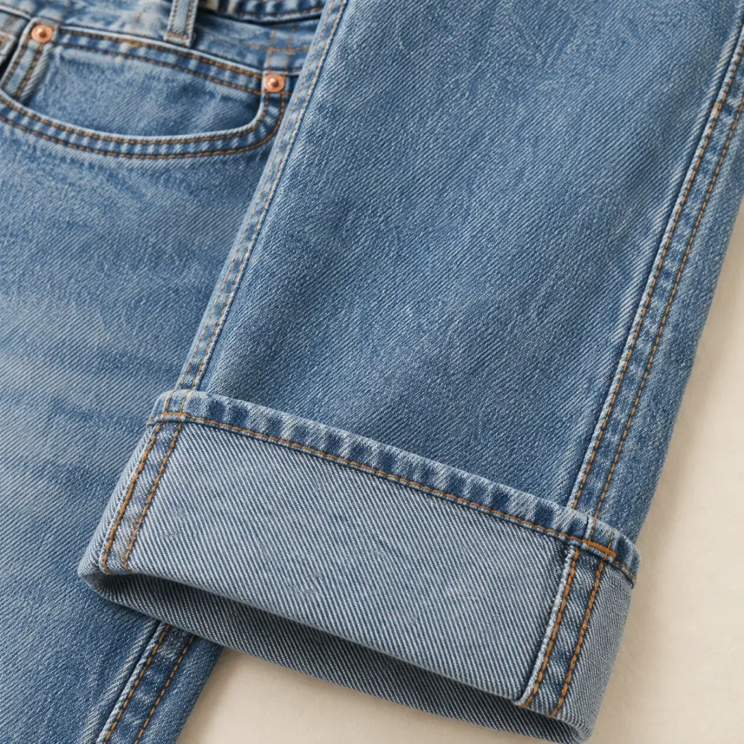 Deep Cuff Straight in Light Worn wash, construction detail