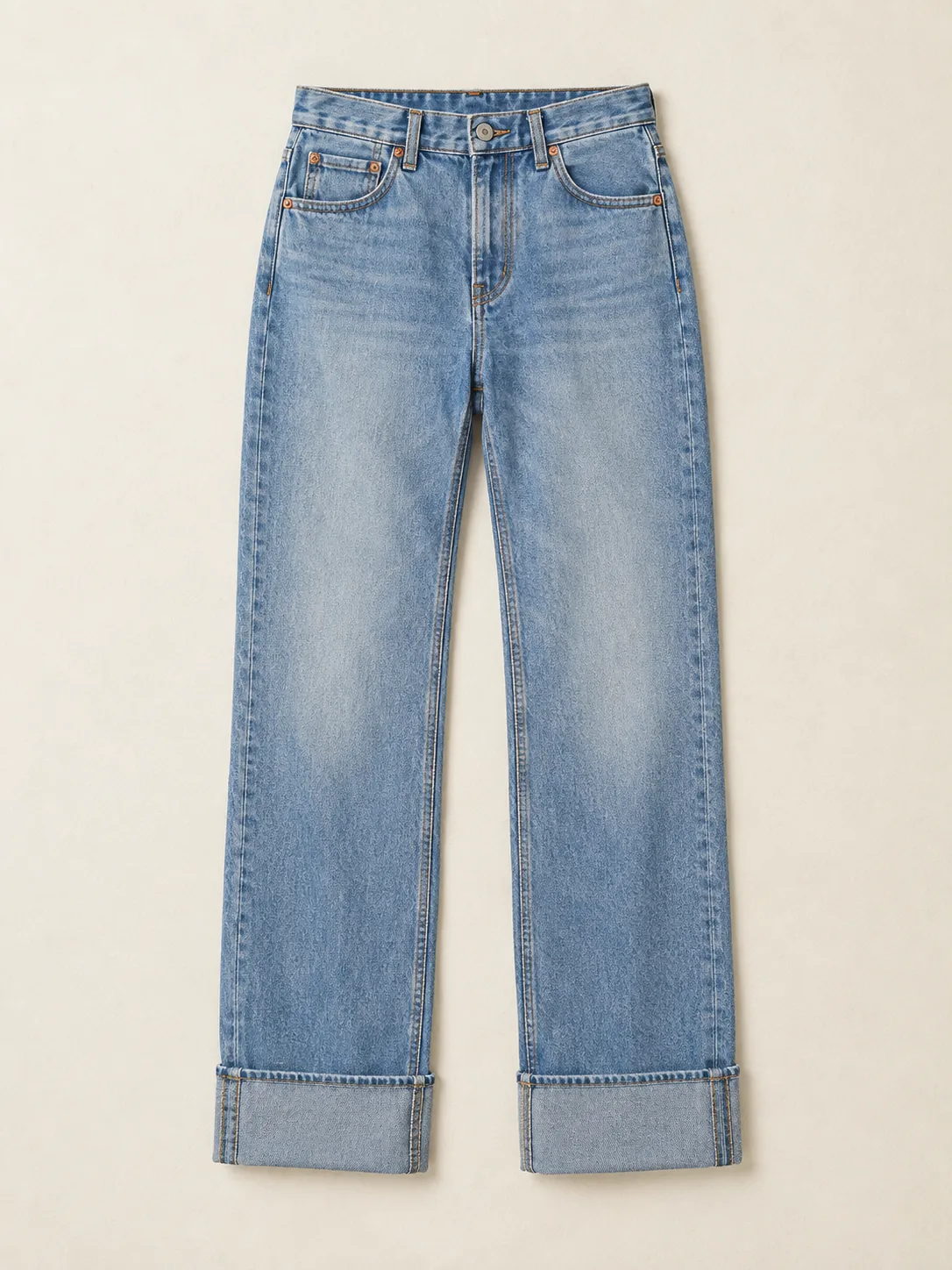 Deep Cuff Straight in Light Worn wash, front view