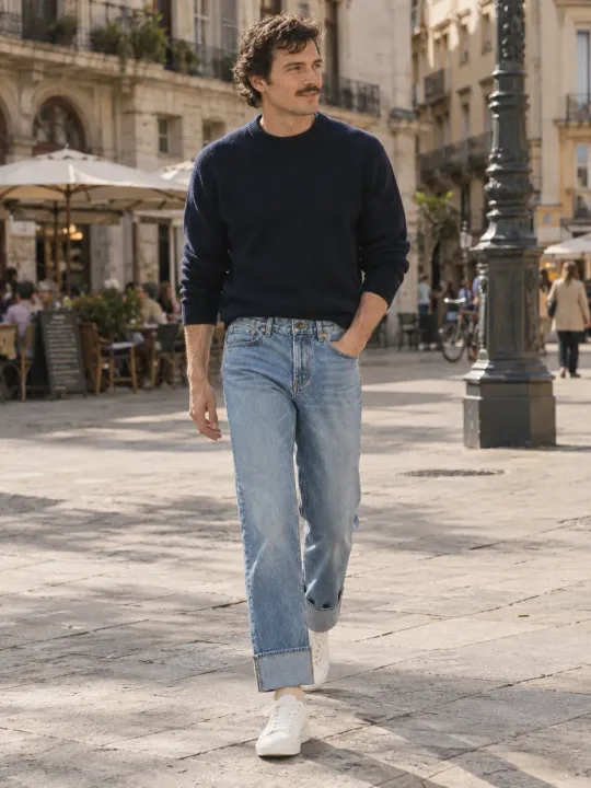 Deep Cuff Straight in Light Worn wash, worn