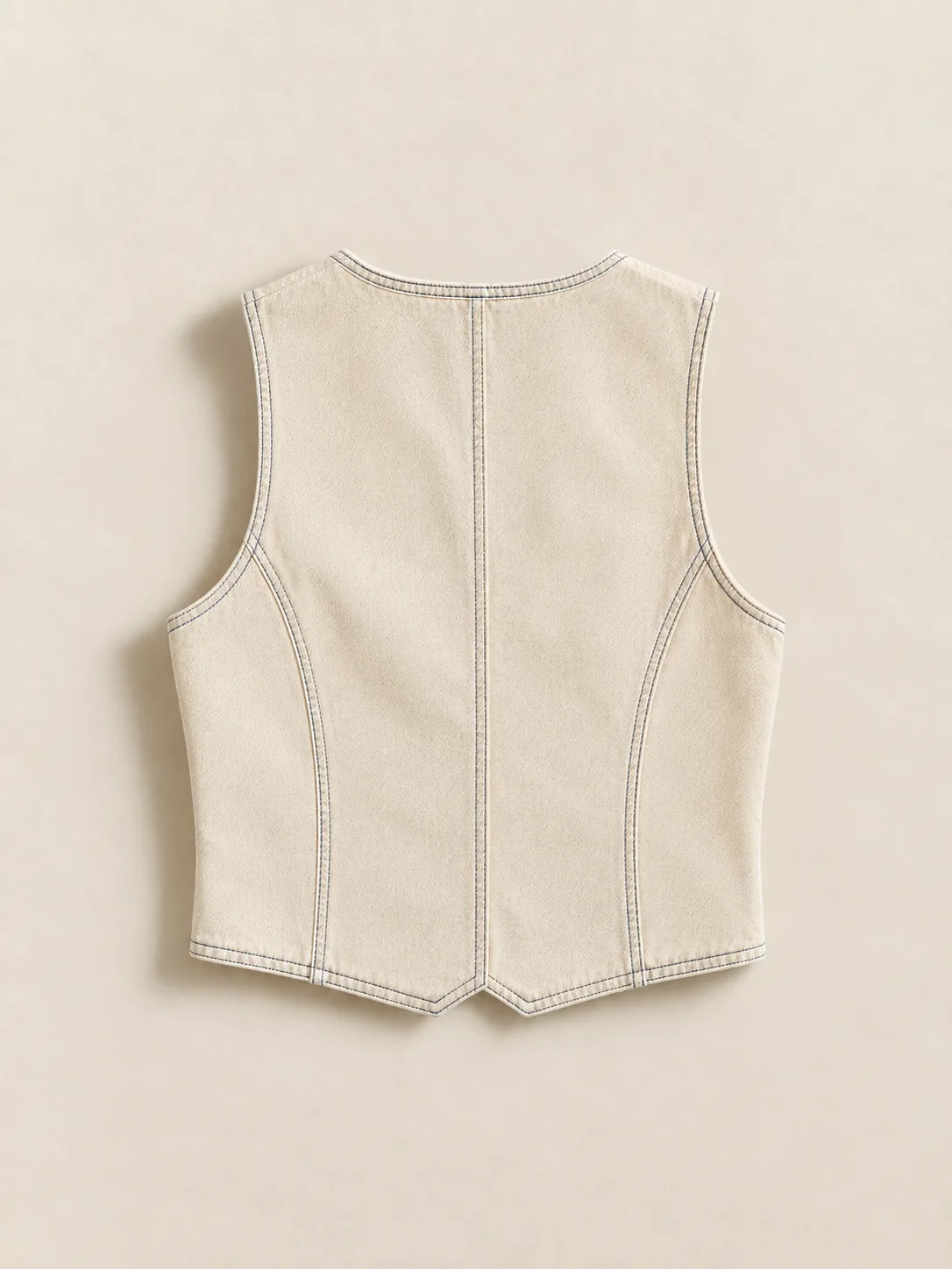 Ecru Crop Vest in Ecru wash, back view