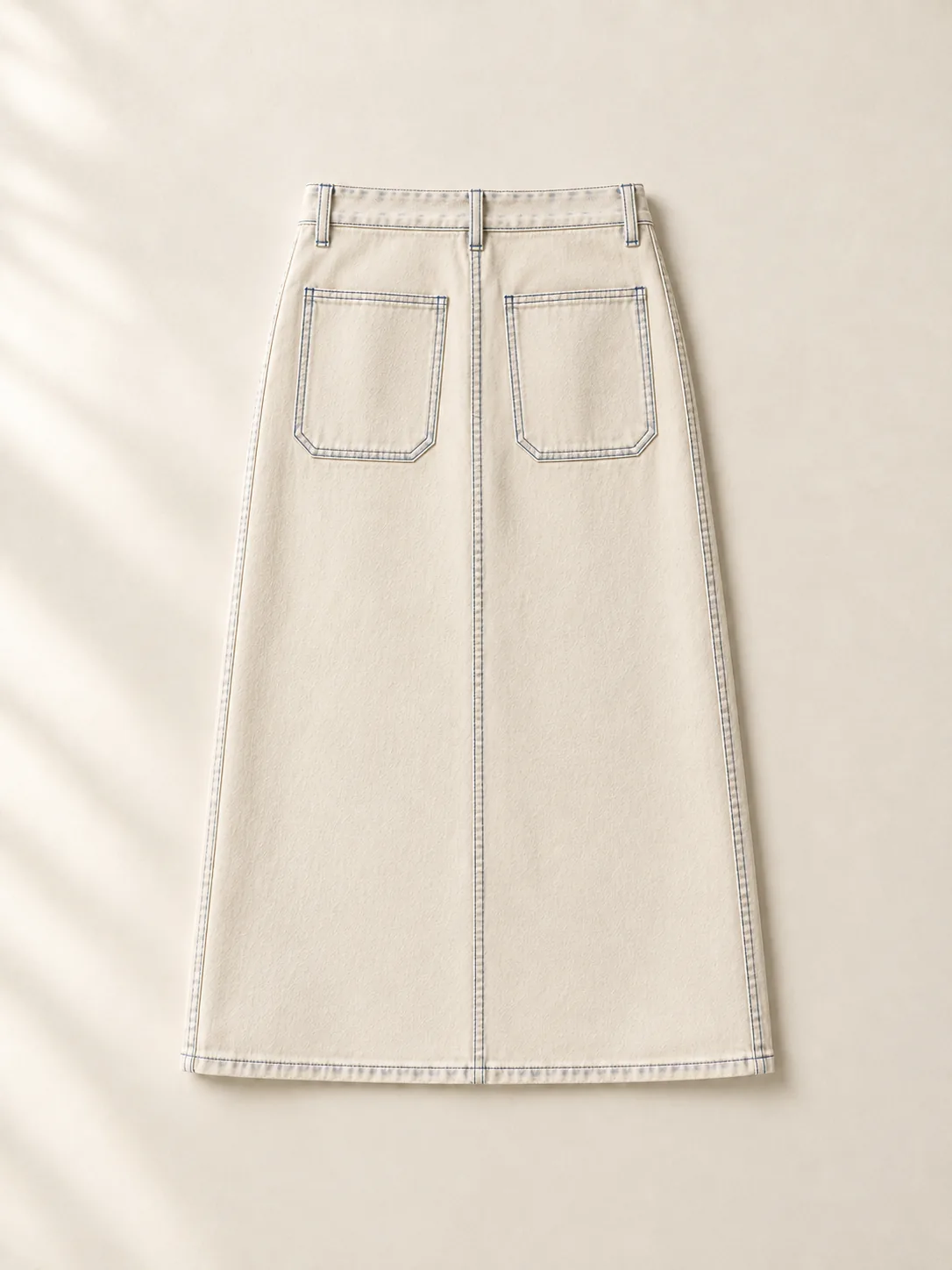 Ecru Patch Pocket Midi in Ecru wash, back view