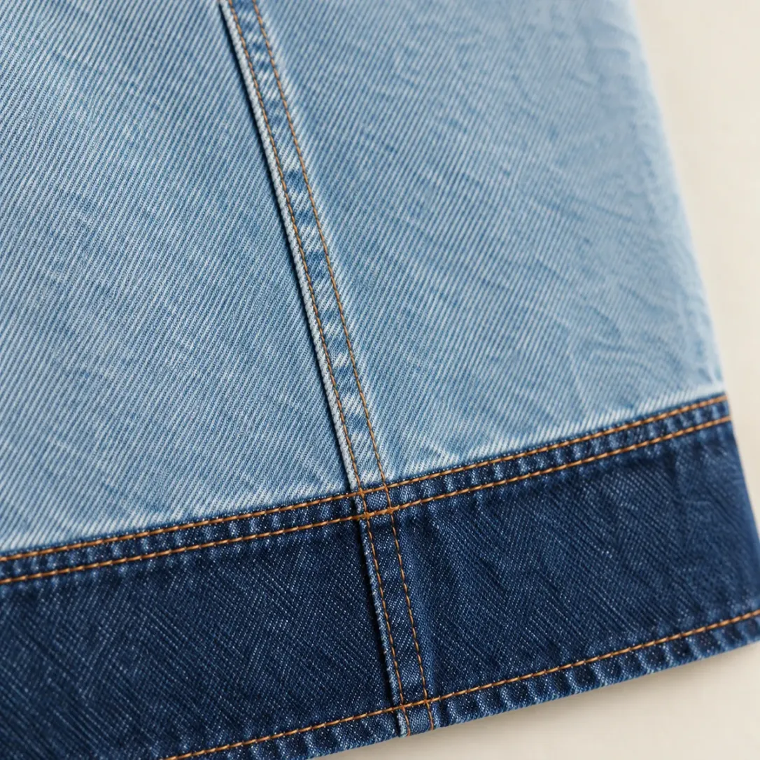 Hem Band Skirt in Faded Sky wash, construction detail