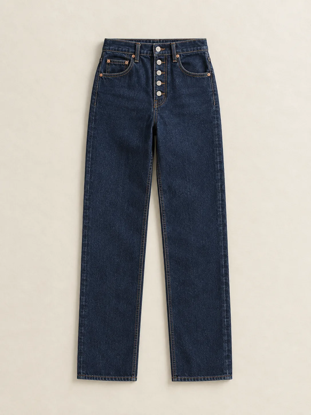 High Rise Straight in Rinse wash, front view