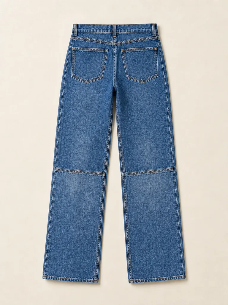 Knee Panel Straight in Mid Worn wash, back view