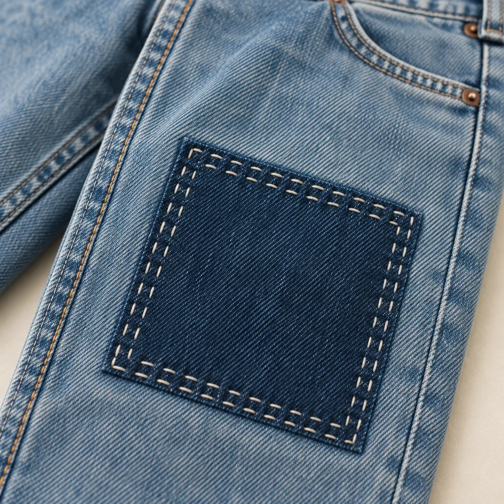 Knee Patch Straight in Light Worn wash, construction detail