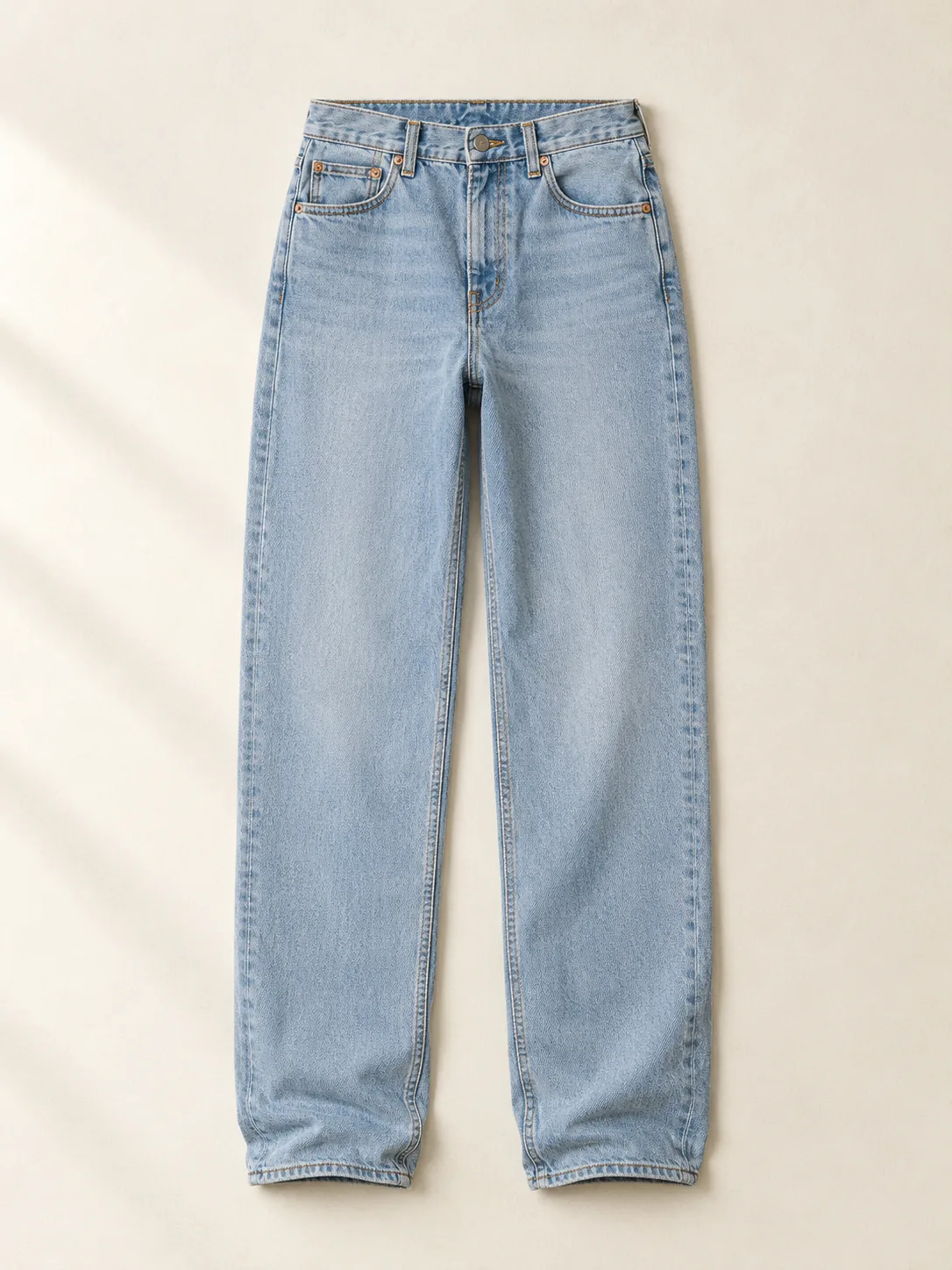 Low Slung Straight in Faded Sky wash, front view