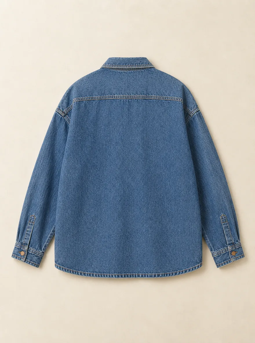 Offset Pocket Overshirt in Mid Worn wash, back view