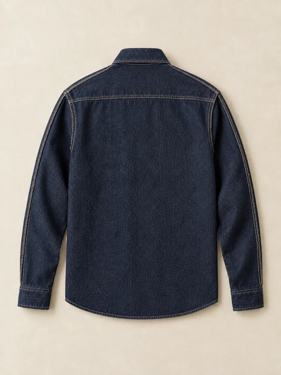 Outseam Overshirt in Raw Indigo wash, back view