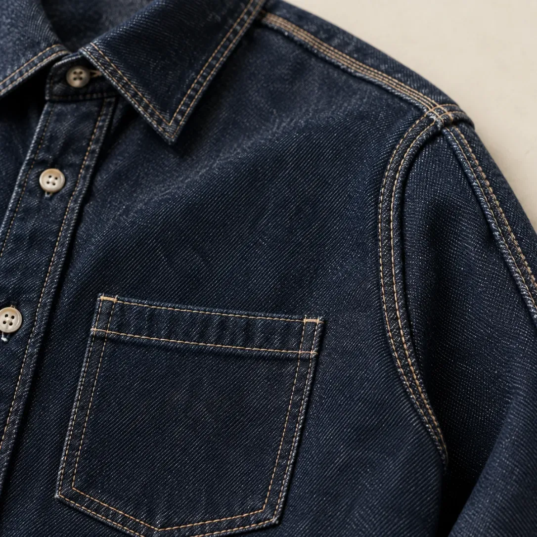 Outseam Overshirt in Raw Indigo wash, construction detail