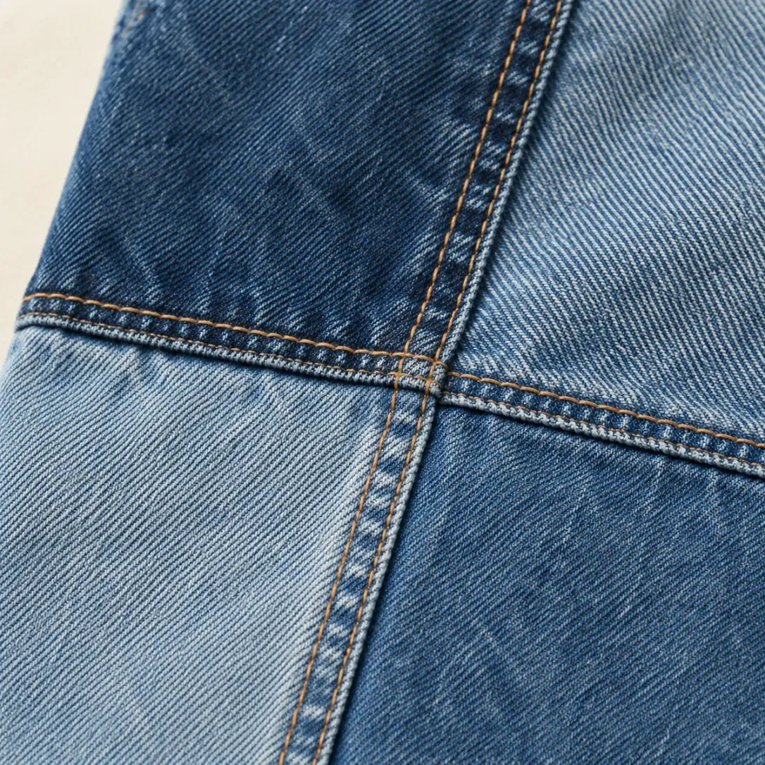 Patch Back Overshirt in Mid Worn wash, construction detail
