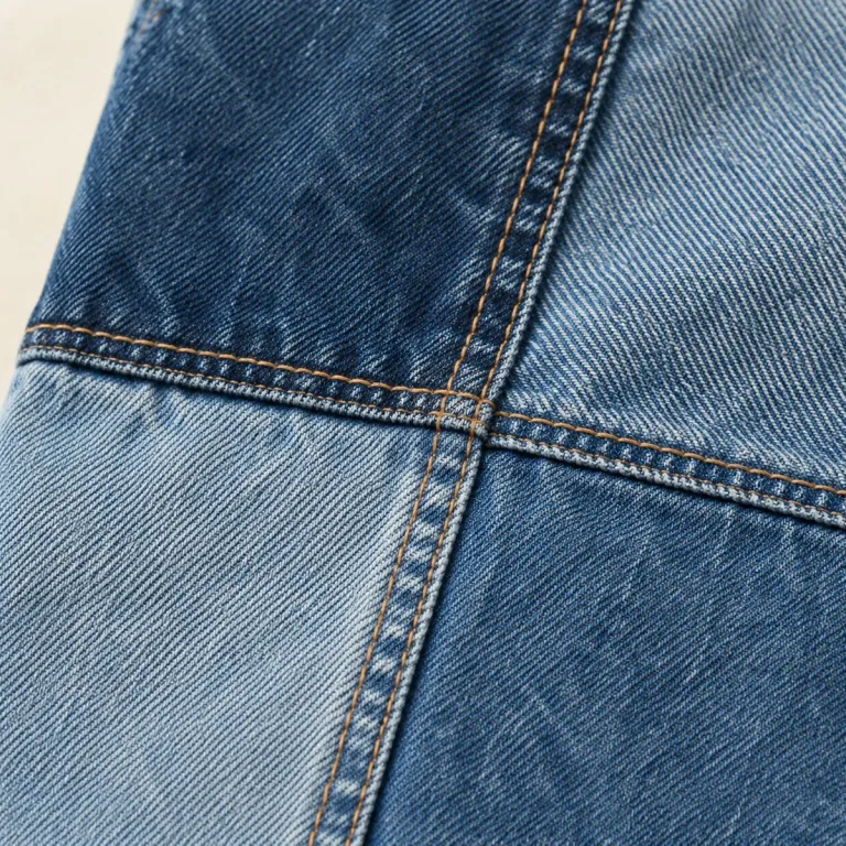 Patch Back Overshirt in Mid Worn wash, construction detail