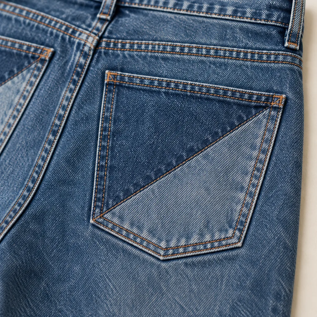 Pieced Pocket Straight in Mid Worn wash, construction detail