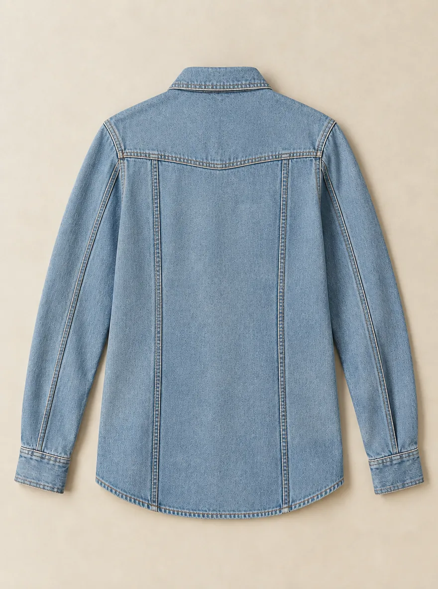 Piped Seam Overshirt in Light Worn wash, back view