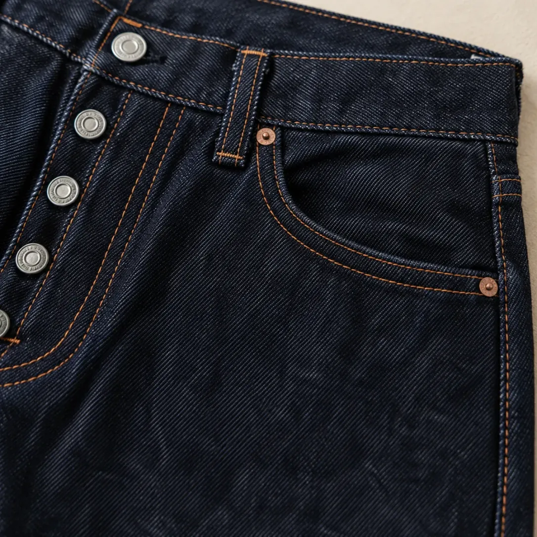 Raw Straight 01 in Raw Indigo wash, construction detail