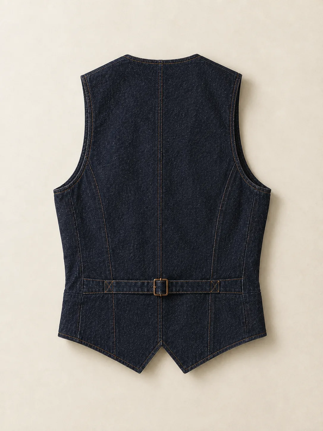Raw Tailored Waistcoat in Raw Indigo wash, back view