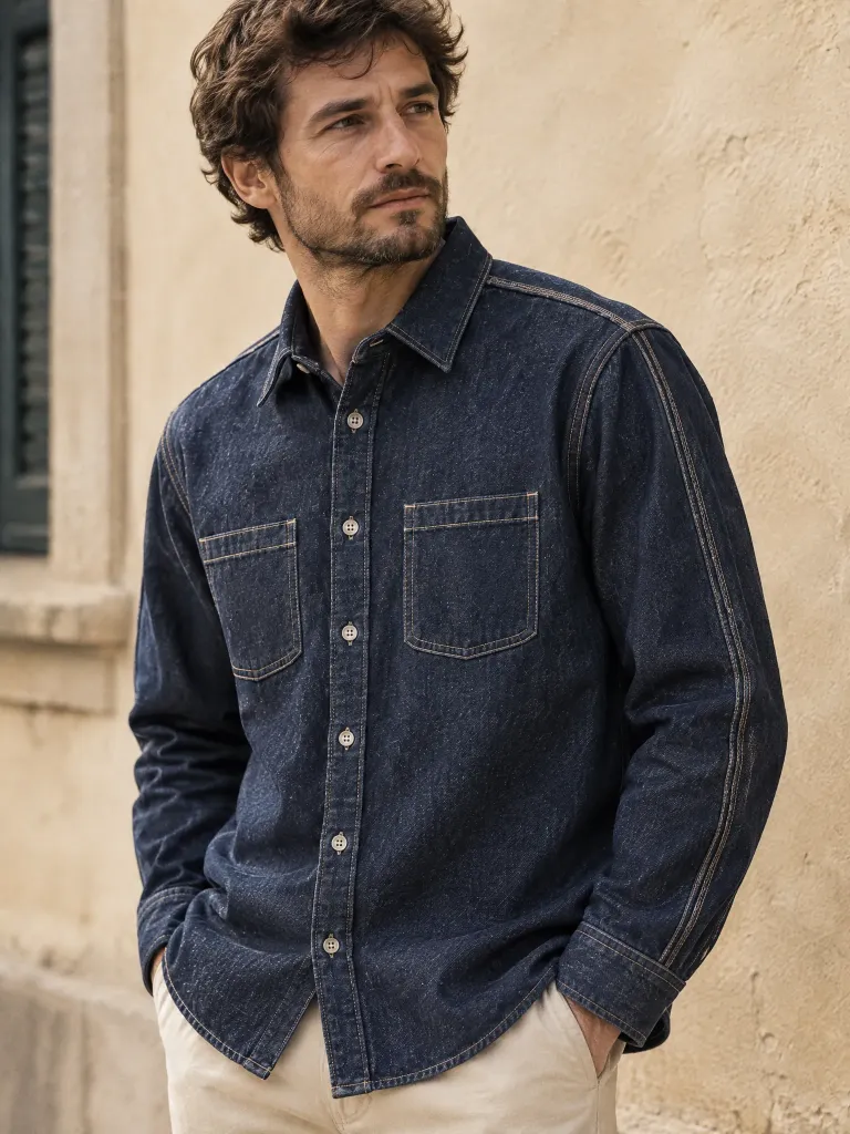 Outseam Overshirt with exterior flat-felled seams