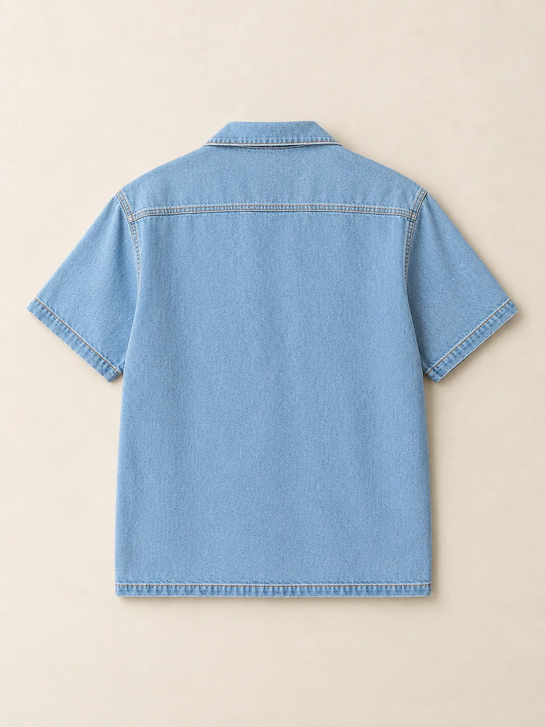 Short Sleeve Camp Overshirt in Faded Sky wash, back view