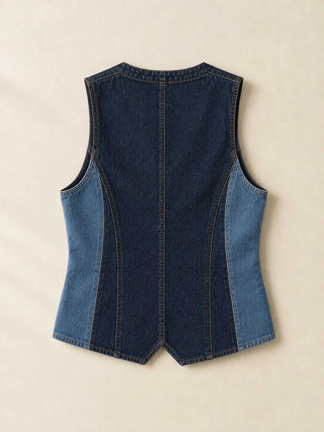 Side Panel Vest in Rinse wash, back view