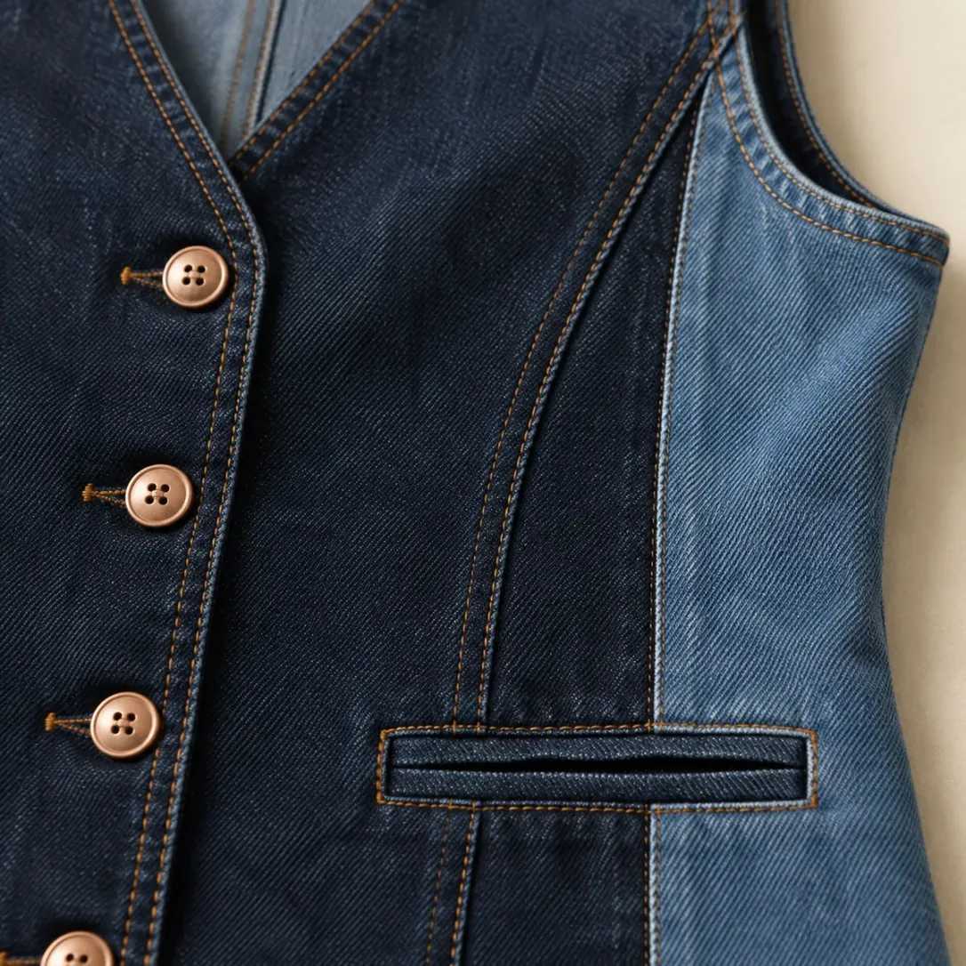 Side Panel Vest in Rinse wash, construction detail