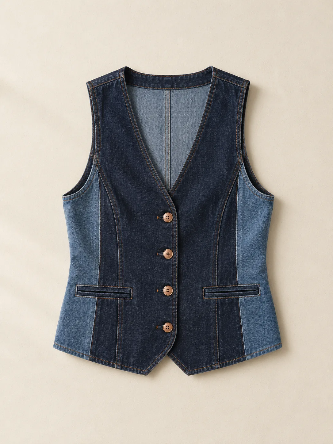 Side Panel Vest in Rinse wash, front view