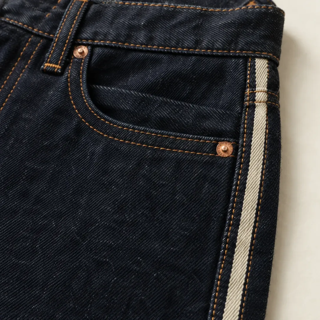 Side Stripe Straight in Raw Indigo wash, construction detail