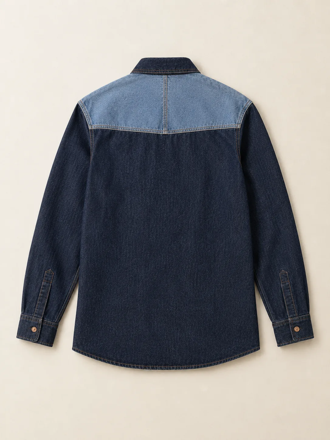 Split Yoke Overshirt in Rinse wash, back view