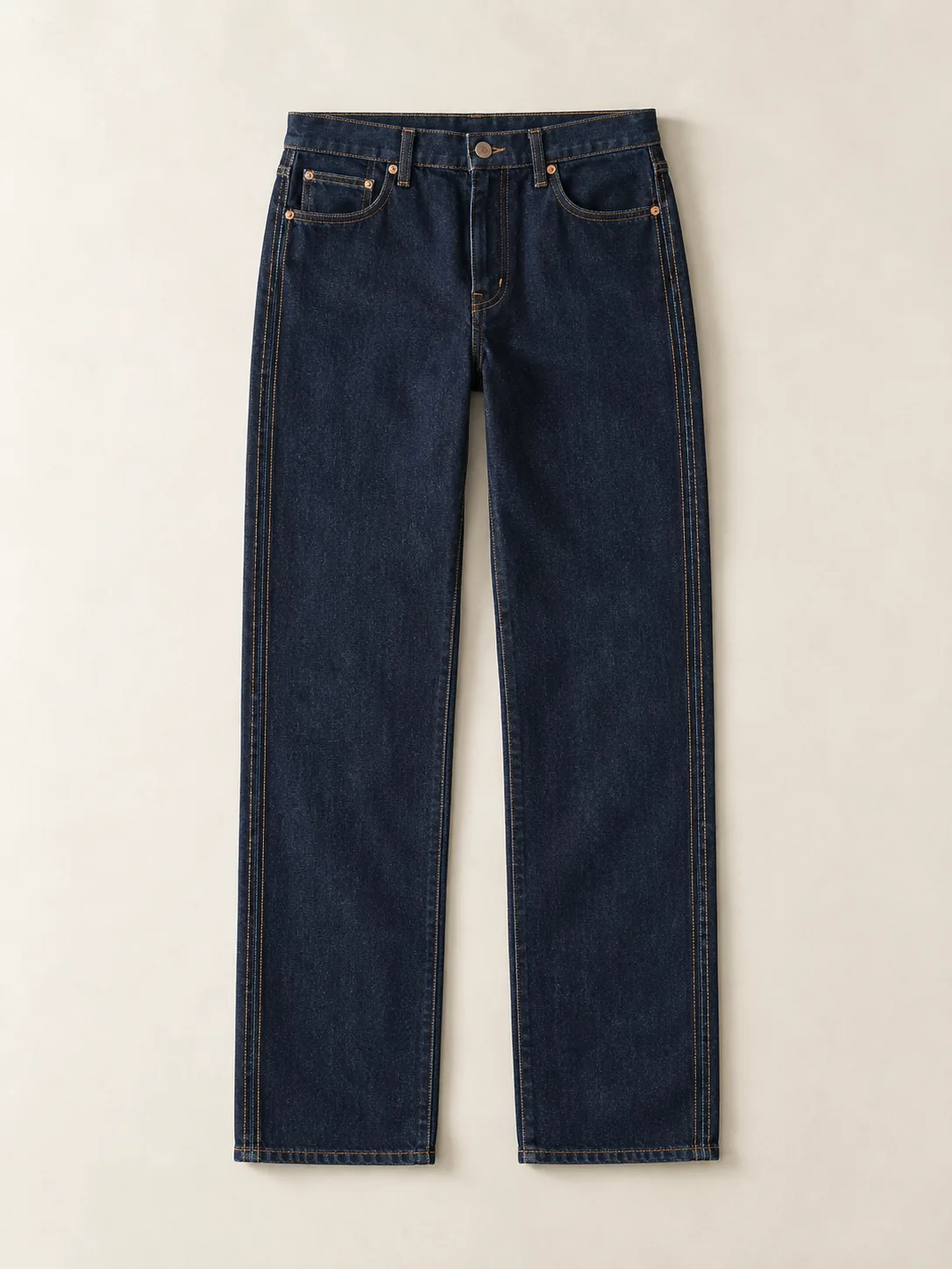 Twin Seam Straight in Rinse wash, front view