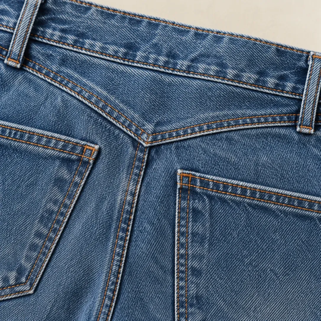 V Yoke Straight in Mid Worn wash, construction detail