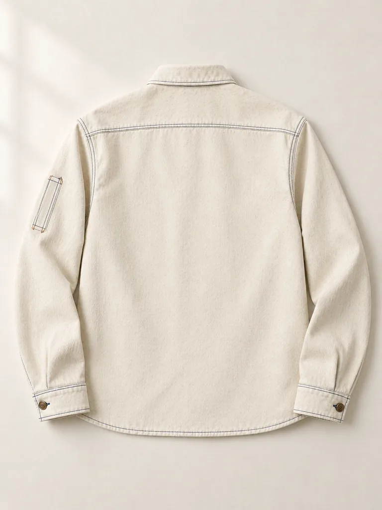 Workroom Ecru Overshirt in Ecru wash, back view