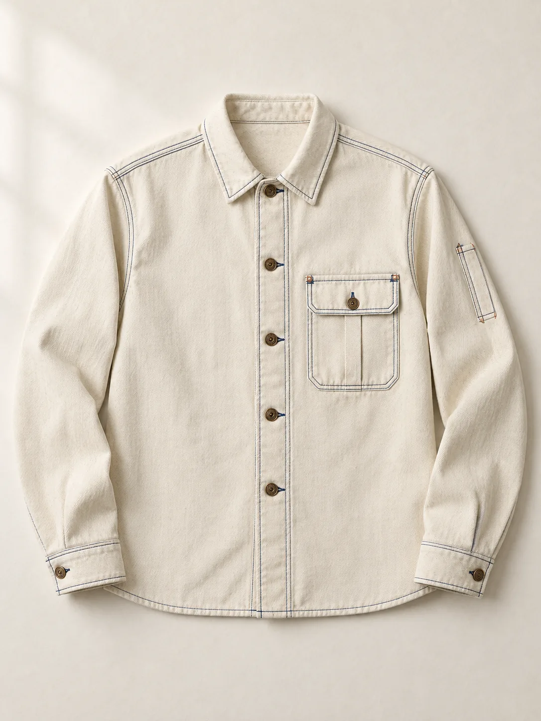 Workroom Ecru Overshirt in Ecru wash, front view