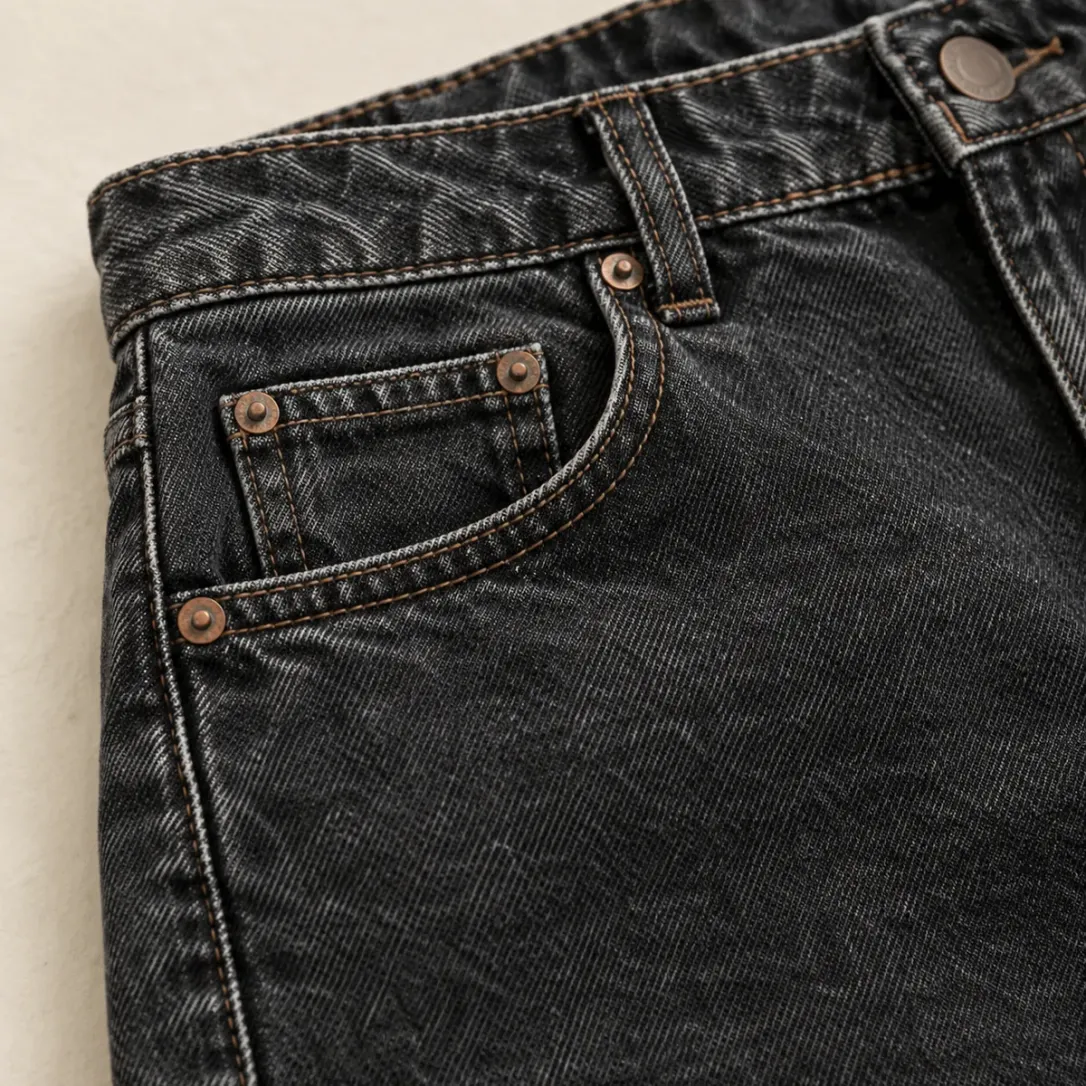 Worn Black Pencil Skirt in Worn Black wash, construction detail