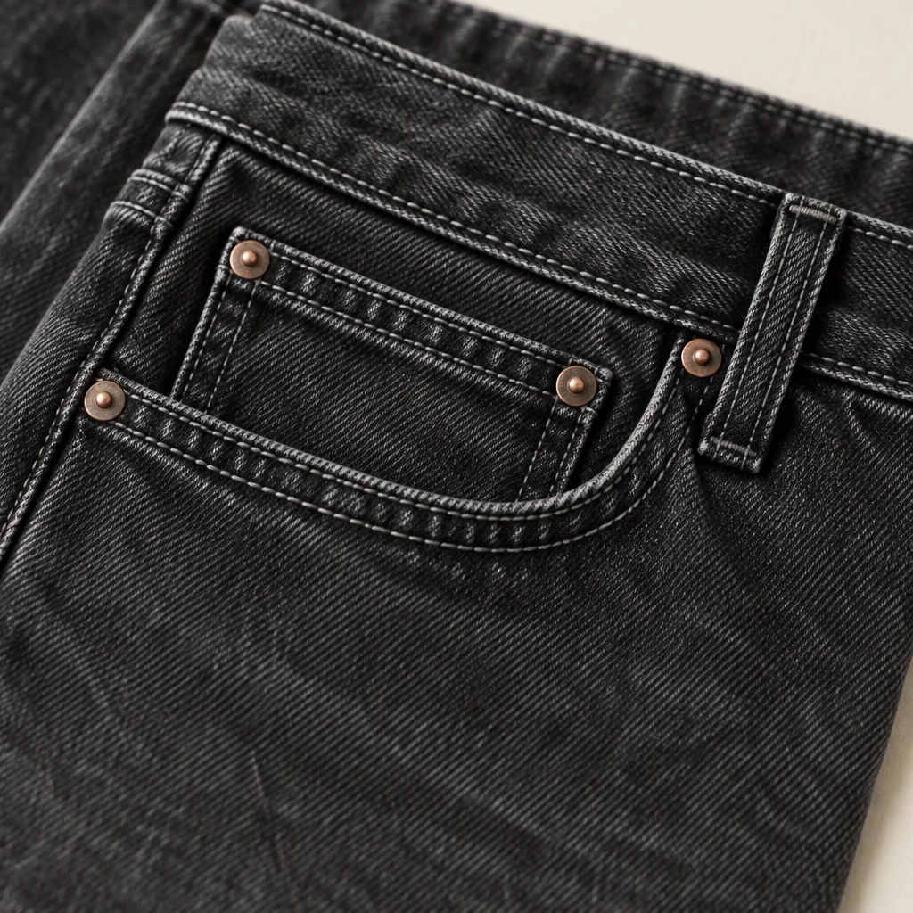 Worn Black Straight in Worn Black wash, construction detail