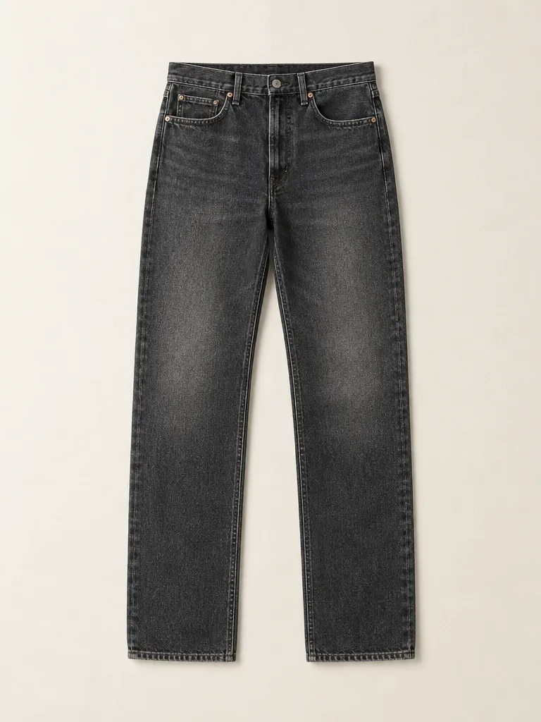 Worn Black Straight in Worn Black wash, front view